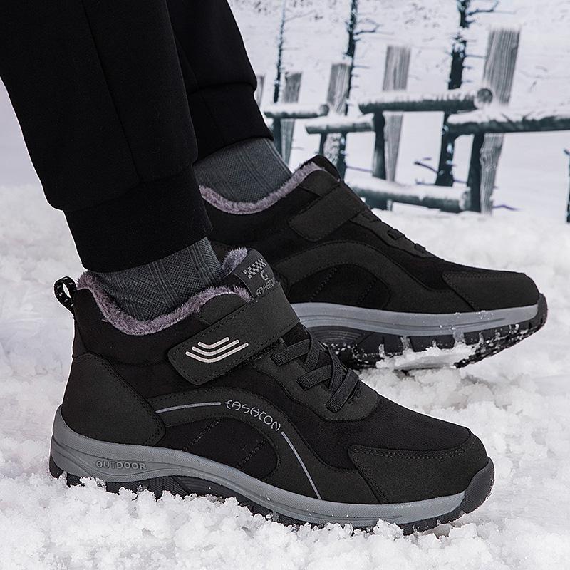 High-top large cotton shoes, winter velvet thickened warm cotton boots, medium walking sports shoes