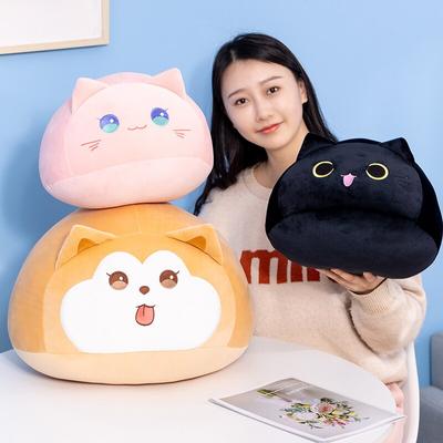 Kreslené mačky Shiba Inu plyšové hračky Kawaii okrúhly zvierací vankúš pohovkový vankúš plnený pre dievčatá bábätká narodeninové darčeky