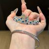 Luxury Zircon Triple Layer Open Bracelet With Flower Accents For Fashionistas And Office Wear