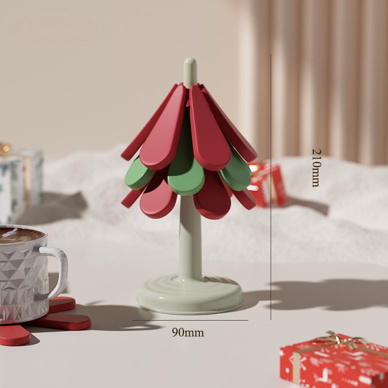 4pcs Silicone Mat Dishes Tree Design Trivet Set Coaster for Teapot  Pots Stand Insulation Pad Placemats Dining Table Gift