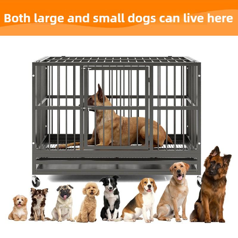 Iron Large Dog Cage Outside Cheap Thickened Square Tube Dogs Cage Kennel Outdoors Border Collie House with Wheels Pet Supplies