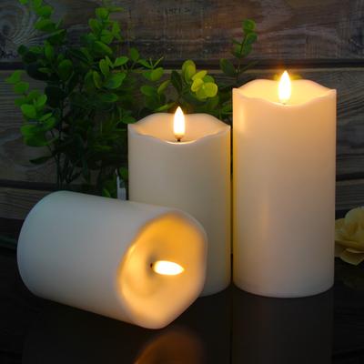 Ensemble de bougies Led sans flamme, 3 pièces, avec minuterie et télécommande, lampe à bougie cylindrique blanche