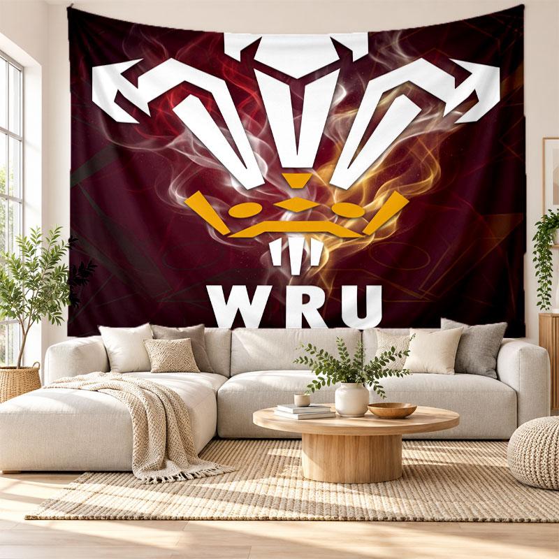 Wales Rugby Wandteppich, Wandbehang aus weichem Stoff, Dekorative Kulisse für Schlafzimmer Heimwandkunst