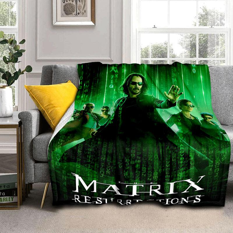 1pc Matrix Resurrections Keanu Reeves Cartoon Blanket,Portable Throw for Travel & Camping, All Season Cozy Blanket,Ideal Gift