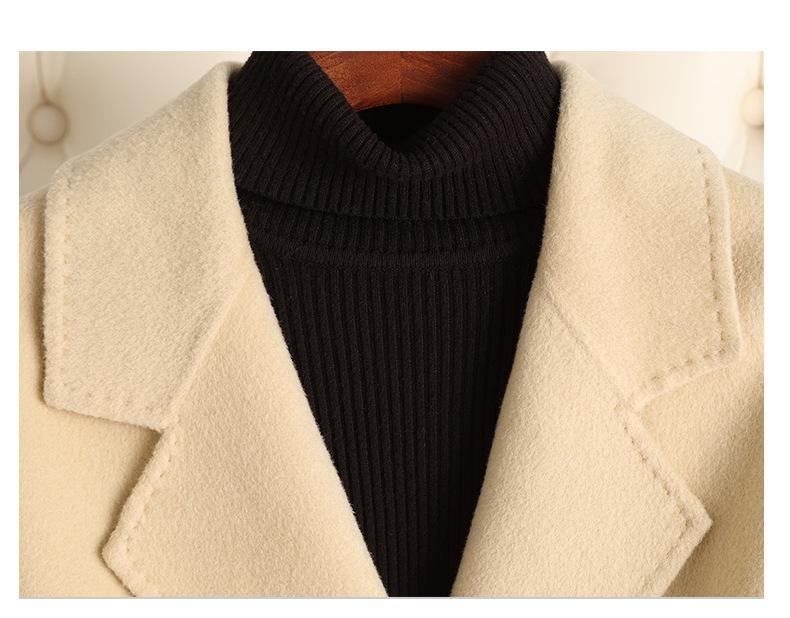 M Familie High-End Wollmantel: Doppelseitig, Überknie, Hepburn-Stil für Damen