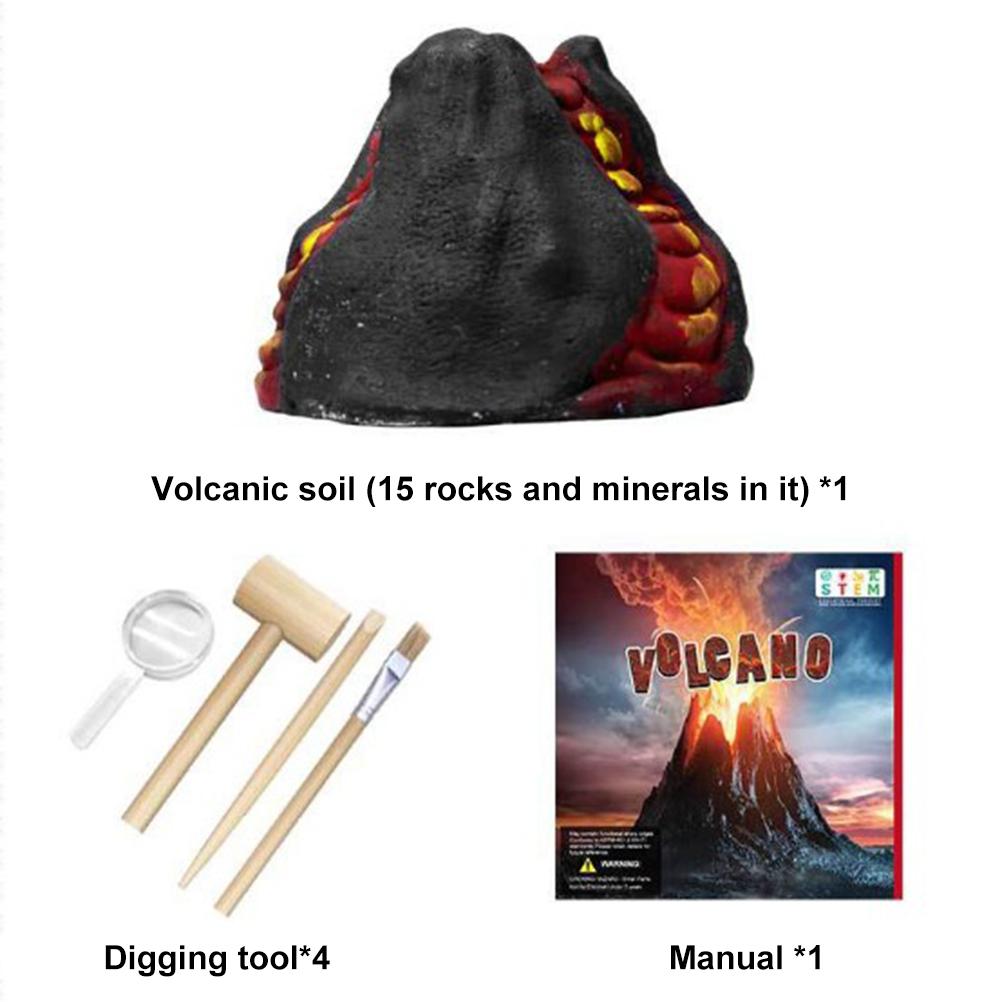 Ausgrabungs-Vulkan-Set Lernspielzeug Wissenschaftliches Ausgrabungsspielzeug Vulkanausbruch-Steinset für Kinder