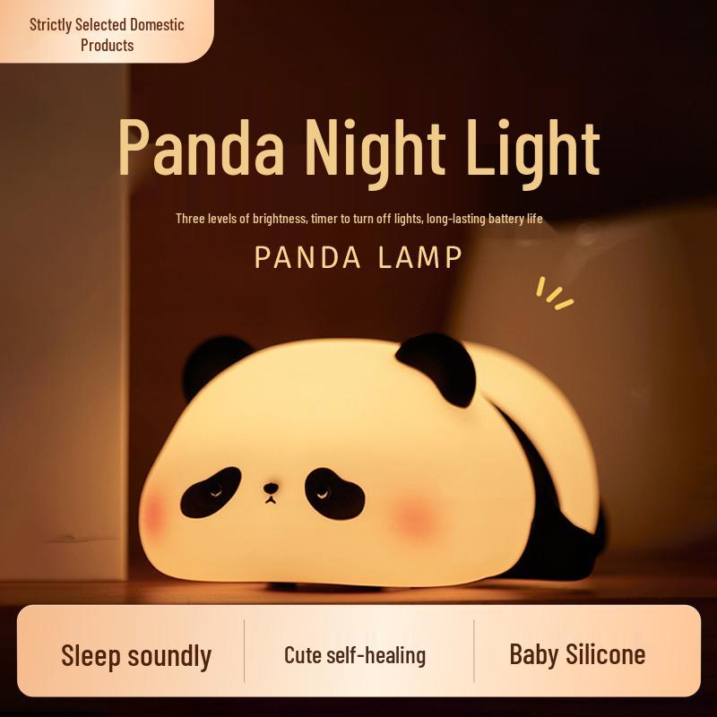Panda Floral Silicone Night Light - Soft, Eye-Friendly Tap Lamp for Kids' Bedroom or Desk