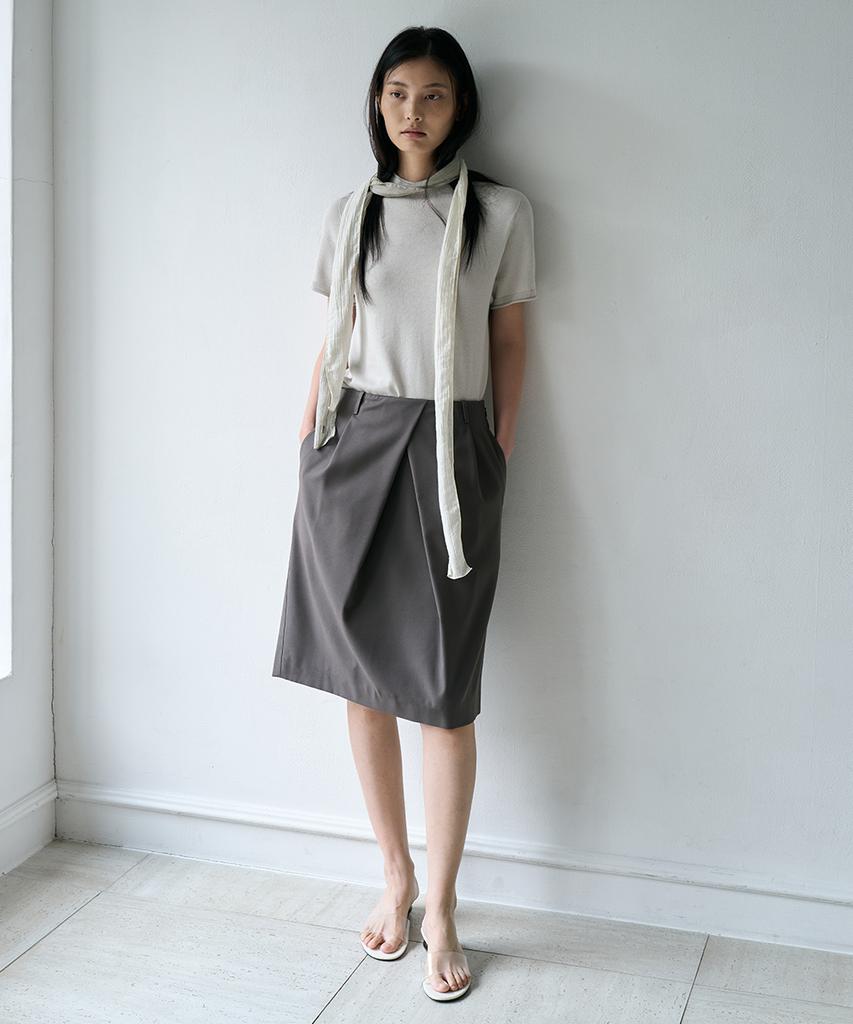 Leopeusaideuhwaiteulabel Budlet Pleated Skirt Charcoal