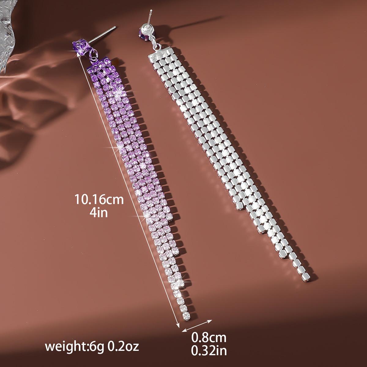 

Fashion Exaggerated Full Diamond Fringed Earrings, Womanhood Socialite Long Earrings, Earrings Show Face And Thin Earrings
