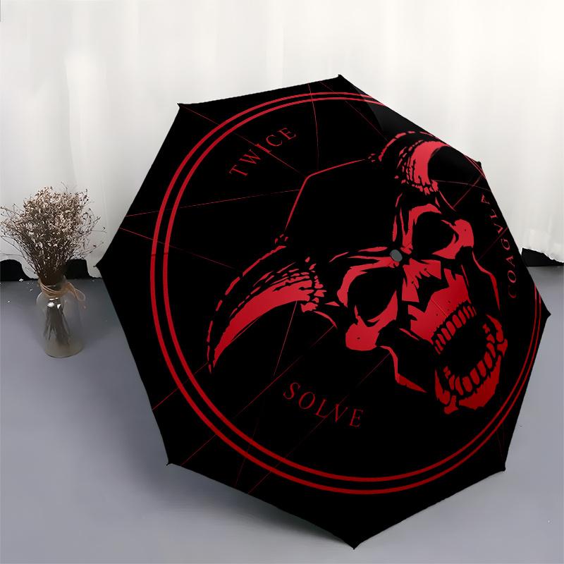 Twice Solve Coagula: Devil Skull Graphic DesignUmbrella, Portable 3-Fold Compact Umbrella,Christmas Gift ES520