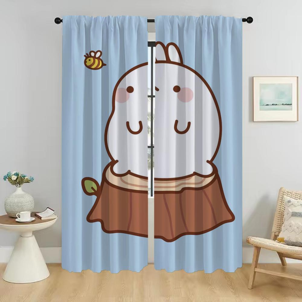 Molang Gardiner Barnerom Mørkleggingsgardiner for Kameraskillevegg Vindusgardin for Rom 2 Paneler Persienner Halloween-dekorasjon