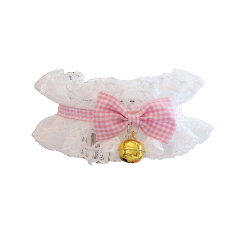 Fashionable Pets  Lace  Collar With Bell Bowknot Bib Breathable Necklace Accessories Decoration For