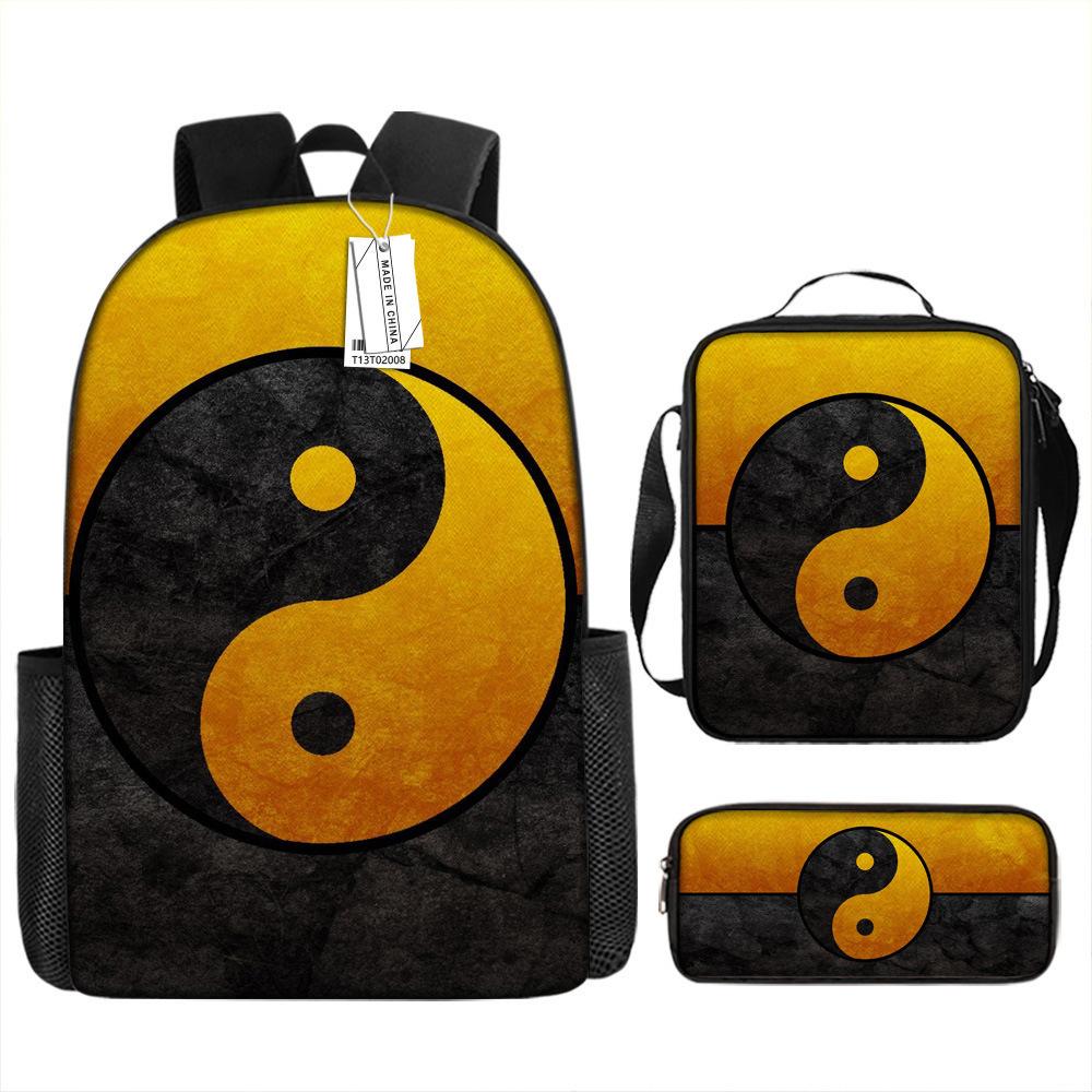 Luxe Nieuwigheid Bijzonder Cool Tai Chi Yin Yang 3D Print 3 stuks/Set leerling Schooltassen Laptop Dagrugzak Rugzak Lunchtas Etui