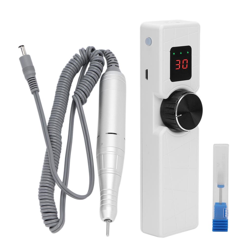 30000RPM USB Charging Electric Nail Drill Machine Portable Nail Grinding Polisher (White)