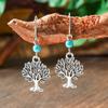 Vintage Earrings Silver Geometric Turquoise Drop Earrings Bohemian Dangle Jewelry for Women