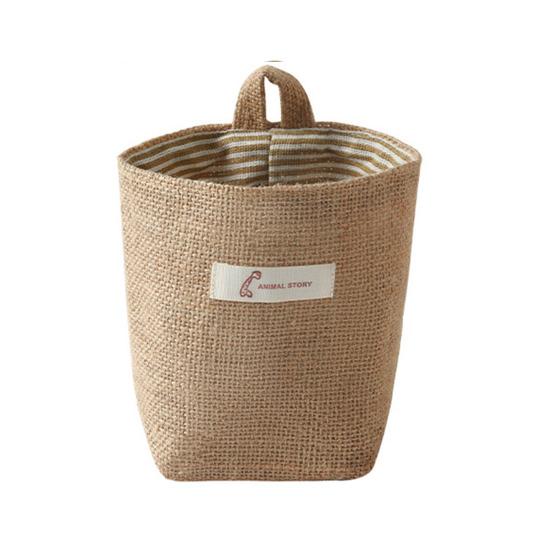 

Storage Bag Cotton Linen Non-Woven Pocket Lightweight with Hanging Hole Wall Mounted Pouch for Bedside Bed Frames D