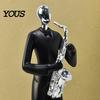 High-end Textured Decor Minimalist Black Resin Figurines, Modern Abstract Musician & Golfer Statues, Luxury Home Light Accents for Living Room