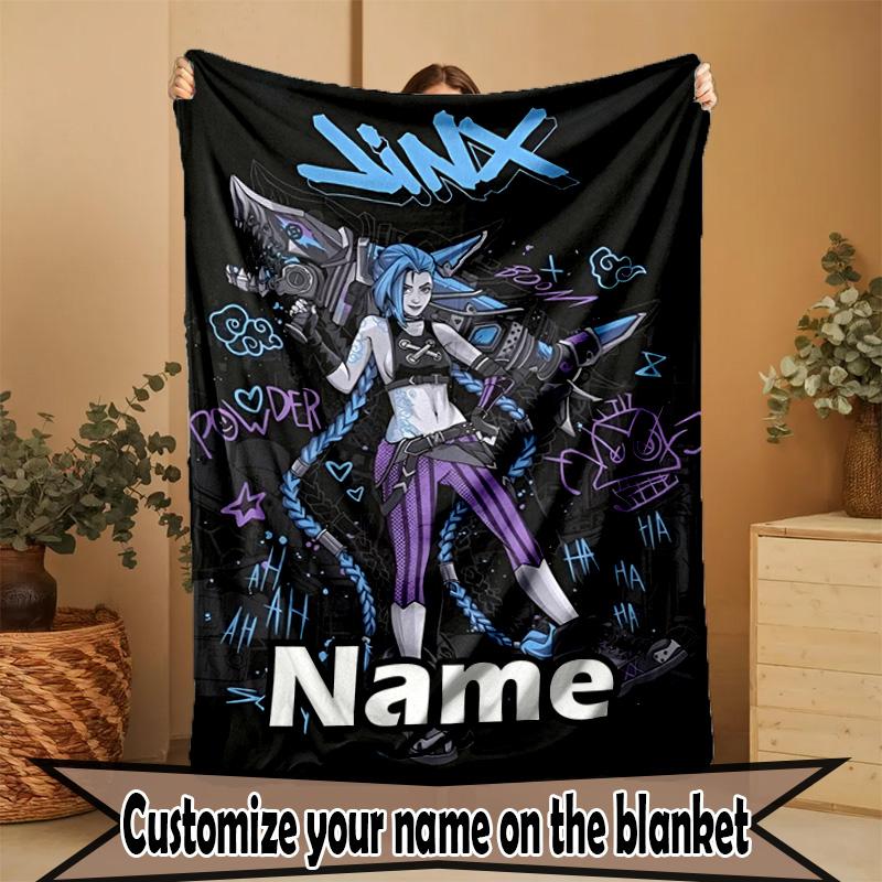 Custom Name Personalized Jinx Print Blanket, Home Decor, Bedroom, Sofa, Camping, Couch, Gifts for Birthday ChristmasEnthusiasts