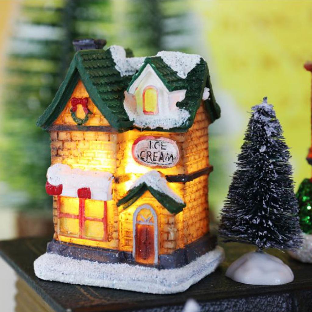 Collectible Table Figurine Lightweight Mini Christmas Town Ornament Creative Luminous Resin Landscapes for Home Decor