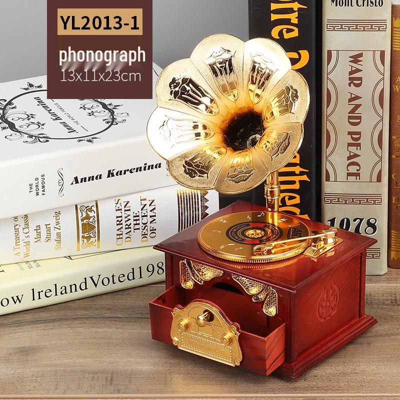 Mini tanzender Mann rotierende Spieluhr: Nähmaschine, Grammophon, Schreibmaschine Design