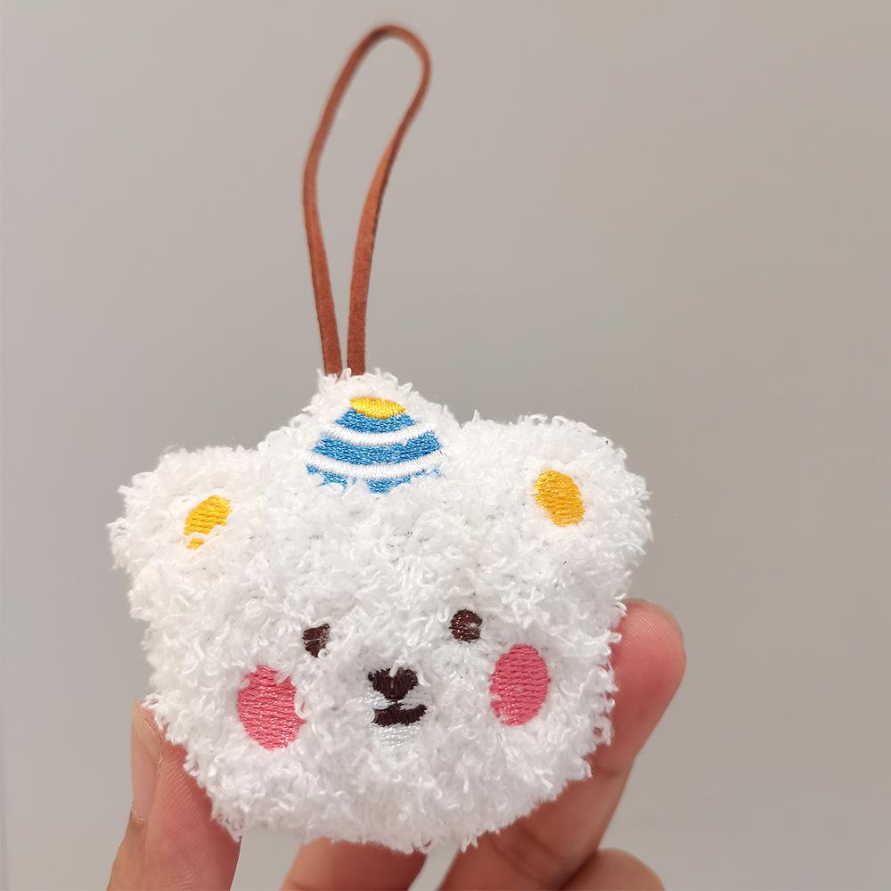 Korean Version of Bear Name Pendant Name Sticker Cute Bear Head Bag Pendant Plush Doll Hanging Decoration