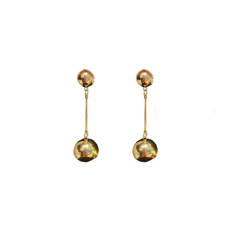 Silver Needle Metal Ball Tassel Earrings Personality Exaggerated Design Sense Earrings Simple Fashion Cold Wind Earrings