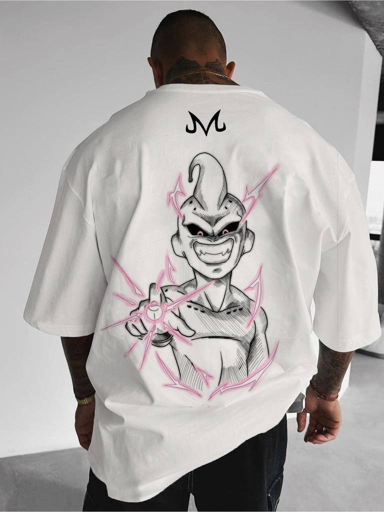 Dragon Ball Majin Buu Koszulka Letnia Anime Harajuku Mężczyźni Kobiety Codzienna Sportowa Fitness Luźna Wygodna Oversize Krótki Rękaw