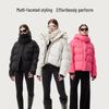 Tamboer Women's Short Puffer Down Jacket with Detachable Scarf