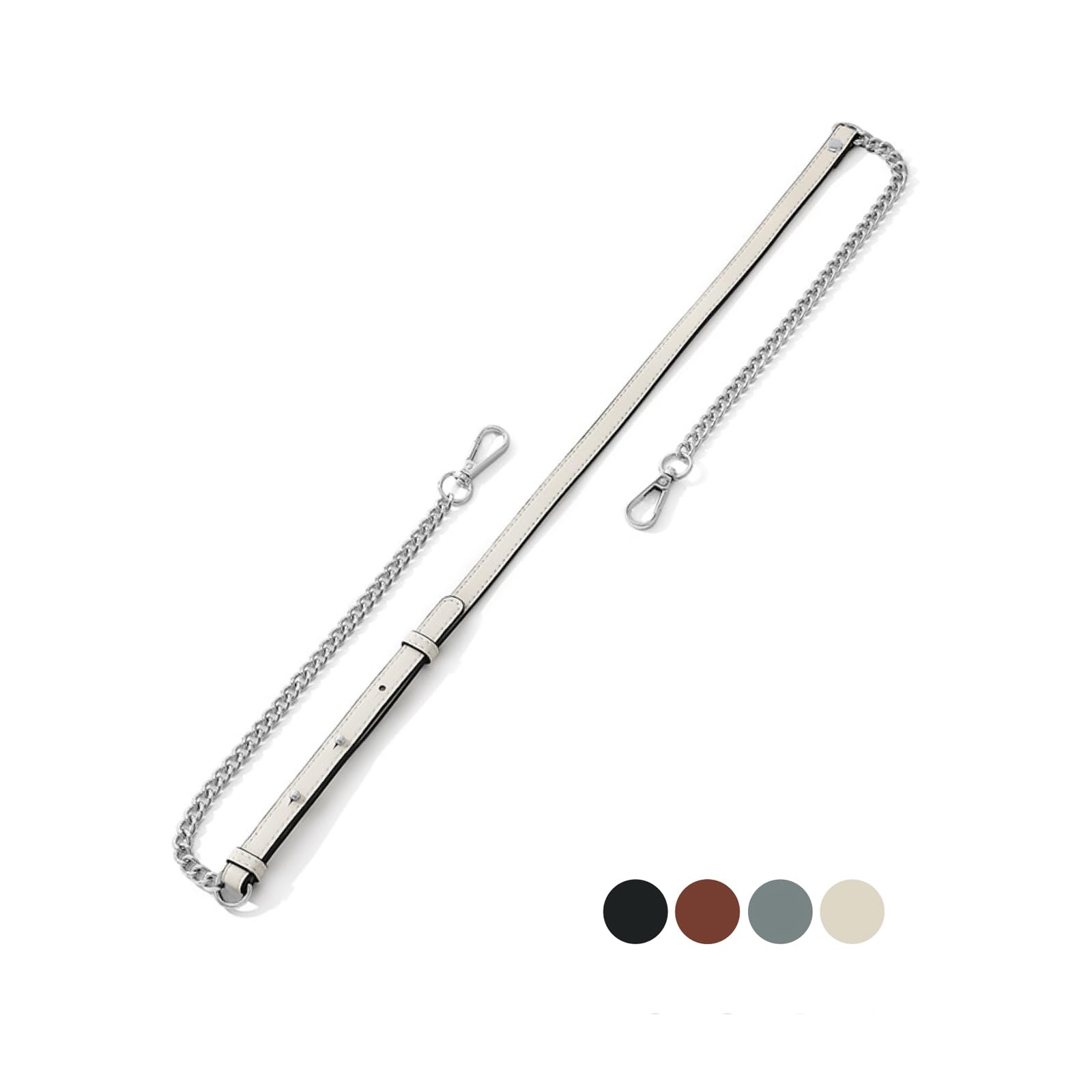 

Chain Cowhide Shoulder Shoulder Strap for Chain Single Item x [masamilk] Strap, Leather, Belt, Bags, Thin, Replacement, (White Silver)