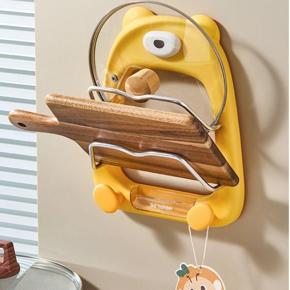 Wall Mount Pot Lids Holder 2-Tier Pot Lid Organizer Space Saving Vegetable Board Rack Cabinet Door