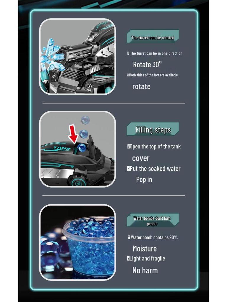 Cross-Border Gesture-Control Remote Water Bomb Tank 360° Rotating Off-Road Toy Car