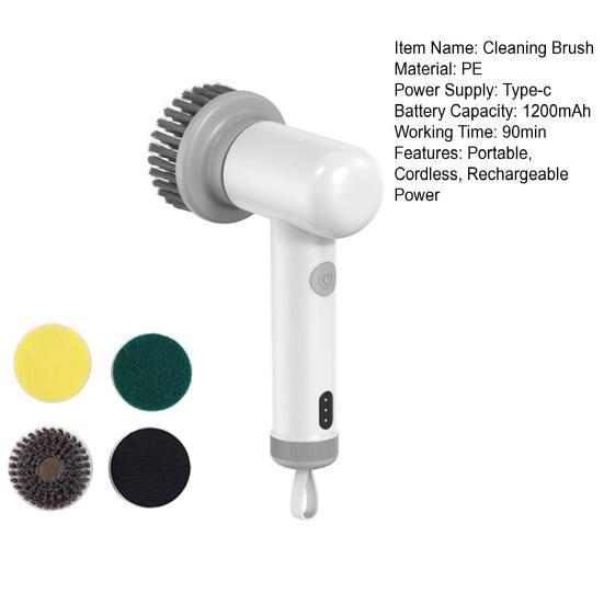 Electric Cleaning Brush Cordless Rechargeable Power Scrubber Deep Cleaning Design Scrubber Home Cleaning Gadget