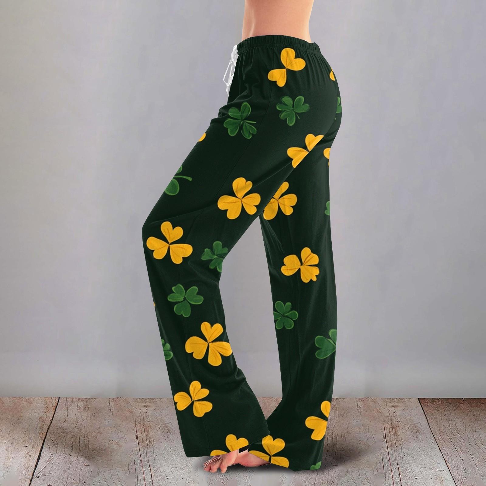 

Женские повседневные прямые брюки с принтом повседневные длинные брюки XL жёлтый