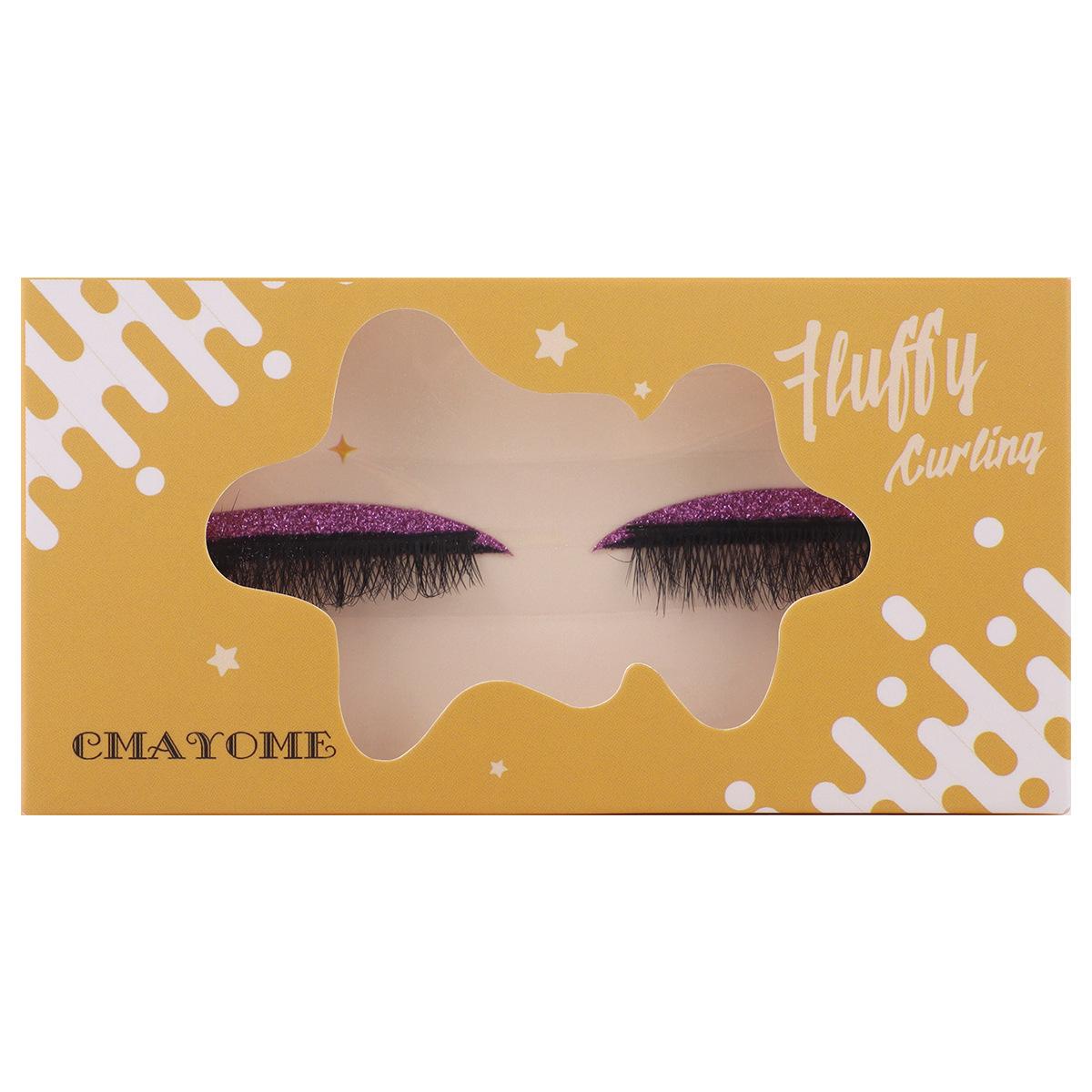 

Lazy Self-Adhesive 1 Pair Of Colored Eyeshadow False Eyelashes, Boxed Natural Thick Curled Eyelashes
