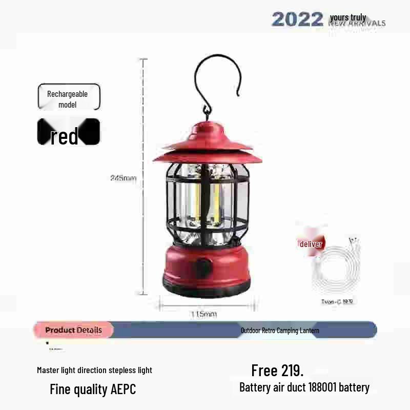 Retro Flame Effect Portable Camping Lantern