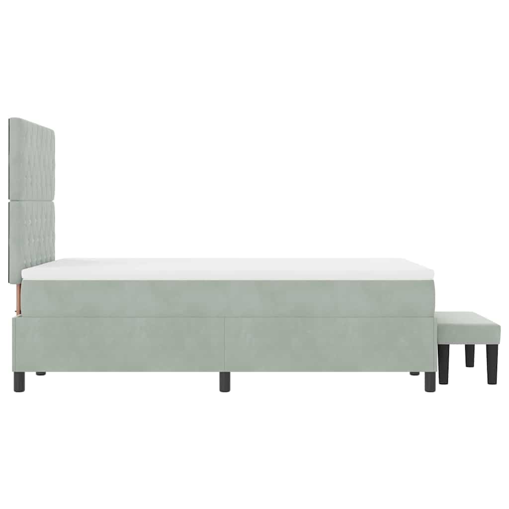 Box Spring Bed with Headboard Light Grey 190 x 120 cm Velvet