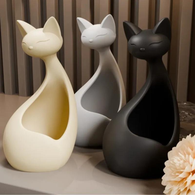 Lightweight 3D Printed Cat Shaped Planter Nordic Minimalist Flower Pot for Indoor Outdoor Garden Desktop Ornament