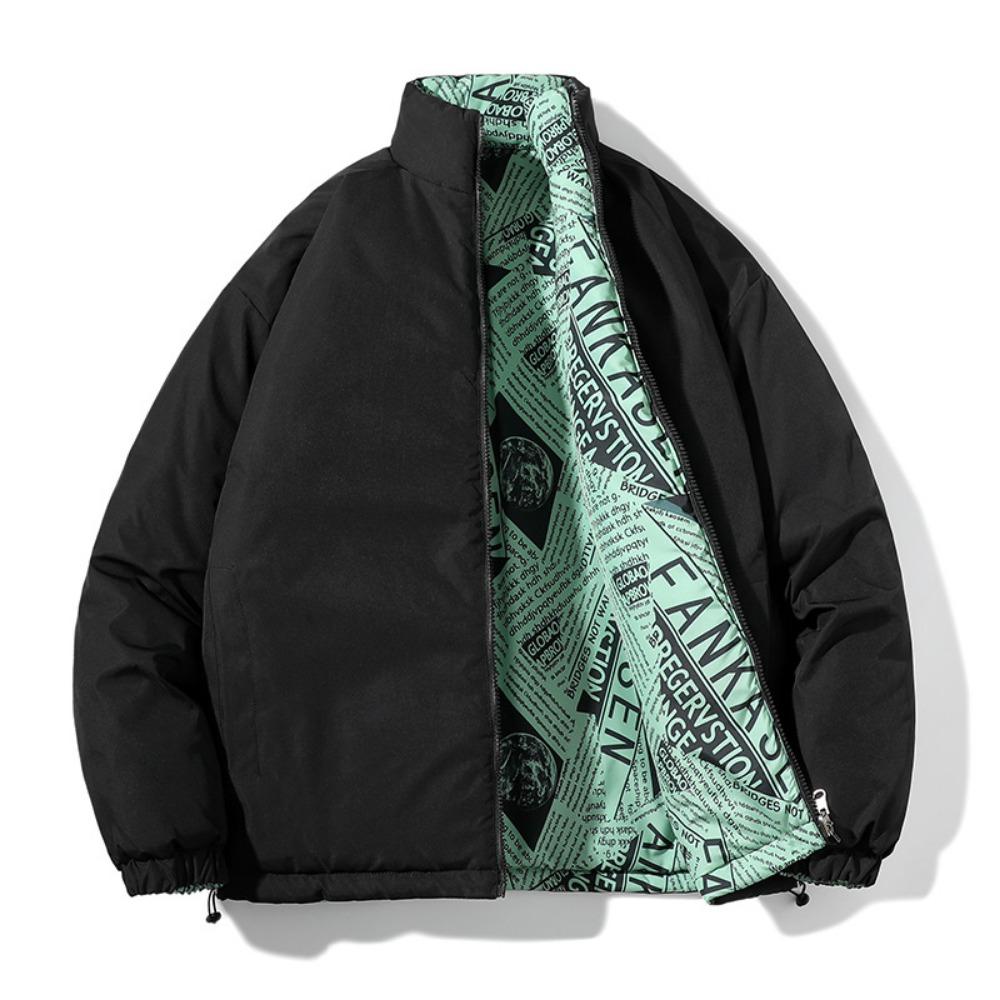 cotton-padded coat men's thickened winter coat stand-up collar trendy brand splicing versatile leather cotton-padded jacket handsome student