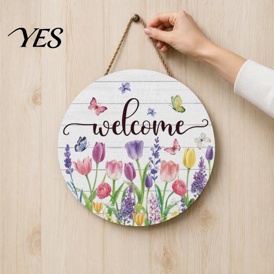 Durable Wooden Number Plaque Welcome Sign, Round Smooth Thorn-Free Hanging Wear-Resistant House Plate Wall Art Decoration, for Room Doors Office