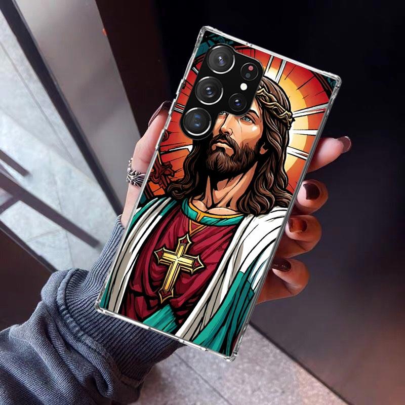 Christian Cross Design Phone Case For Samsung Galaxy S26 S25 Edge S24 S23 Ultra S22 Plus S21 S20 FE Soft TPU Back Cover Funda Ga