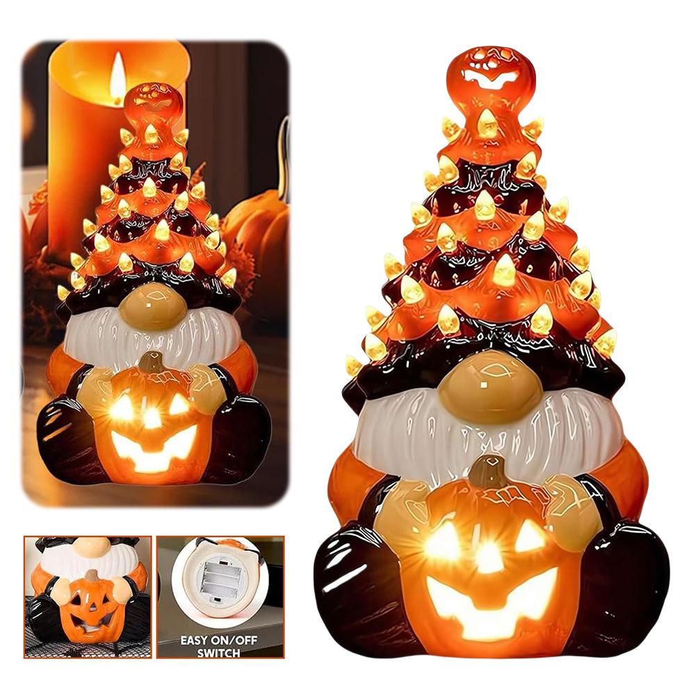 

Світлодіодна статуетка гнома на Хелловін, що світиться, багатоцільові керамічні гноми, що світяться, гном на дерево, ліхтар з гарбуза, прикраси, подарунки для друга China Mainland