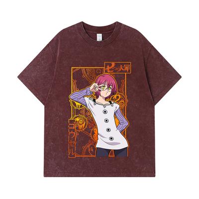 275 GSM Washed T-shirts 100% Cotton Seven Deadly Sins V11 Gowther Print Unisex Heavy Cotton T Shirt
