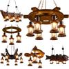 oeny American Retro Industrial Boat Wood Chandelier