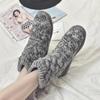 Knitted Woolen Snow Boots Women  Winter Creative Korean Plush Fashion Cotton Shoes Trend Anti Slip Warm Flat Casual Shoes