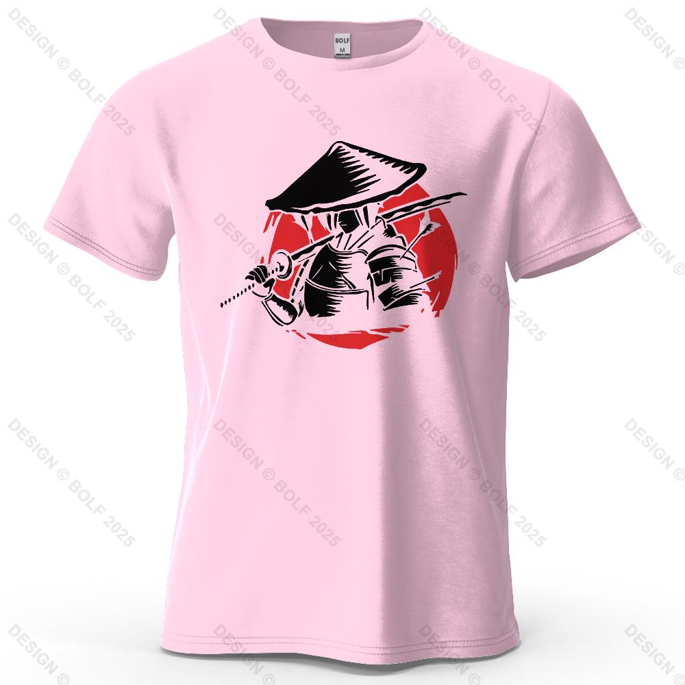 Samurai Cool Printed Men's T-Shirt 100% Cotton Oversized Traditional Graphic Tees for Women Tops Tees Casual Streetwear