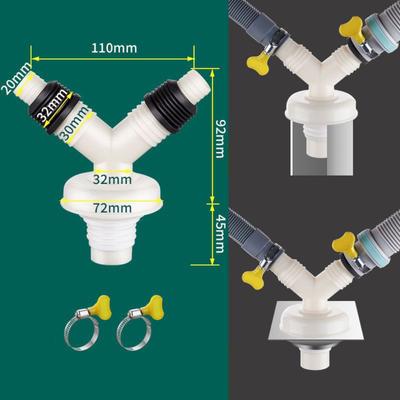 Dual-Purpose Washing Machine Drainer Anti-Return Two-In-One Dual-Interface Drain Connector Multifunctional Pipe Tee