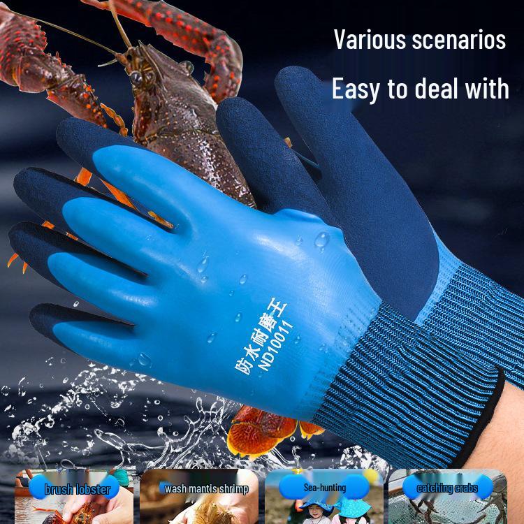 Anti-Slip Waterproof Gloves for Seafood Handling: Protects Against Crayfish, Shrimp, Crab, Fish Bites & Pricks