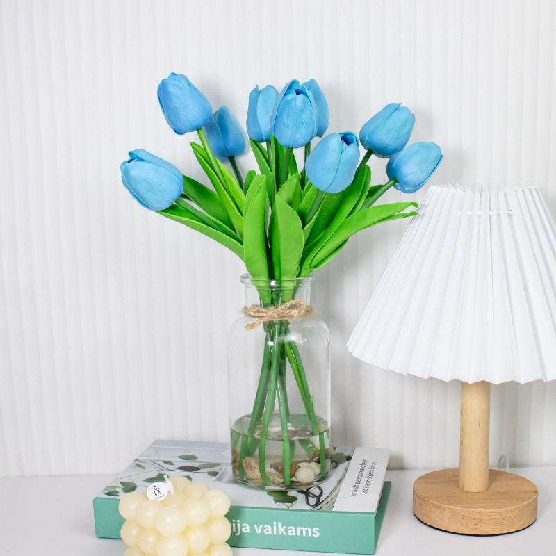 Artificial Tulip Flowers PU Fake Floral Bouquet Wedding Home Decor Photography Prop