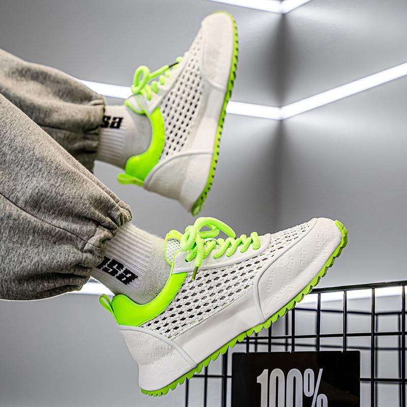 Summer Weave Man Casual Sneakers Fashion White Platform Sneakers Man Designer Shoes Breathable Lace-up Original Men's Sneakers