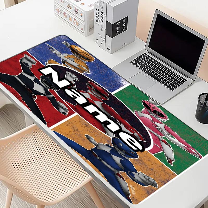 Custom Name Personalized Mighty Morphin Power Rangers Pattern Mousepad, Laptop PC Desk Mat, Decorative Desk Mat for Home Keyboard Pad Gift